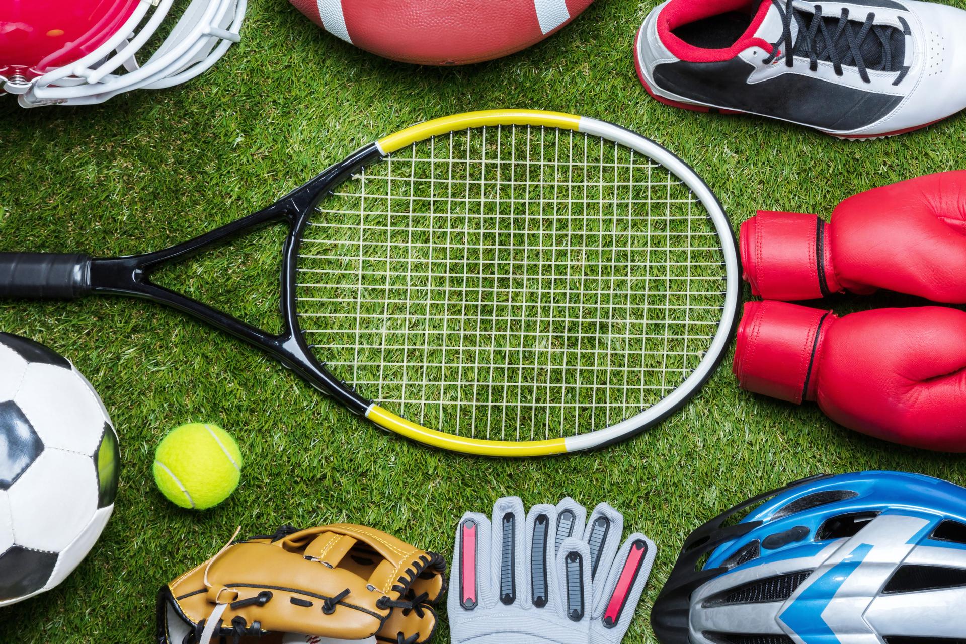 Sport Equipment's On Green Grass